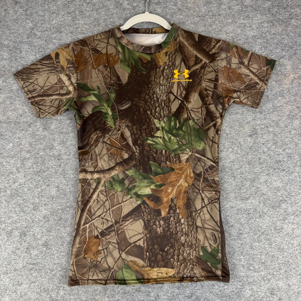 Under Armour Compression Shirt Realtree Hardwoods Camouflage Camo Mens Medium M